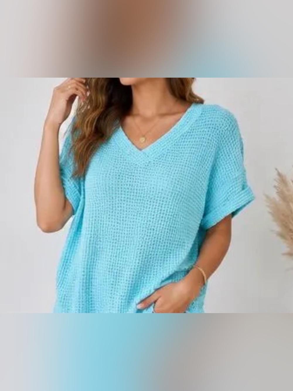 NWT Andrée By Unit Waffle Knit Short Sleeve Top